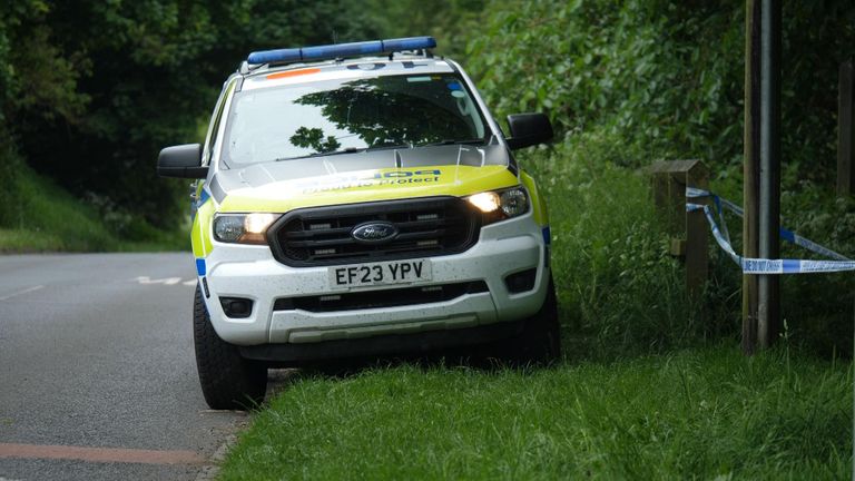 Police cordon set up near Prudhoe, across the River Tyne from Ovingham