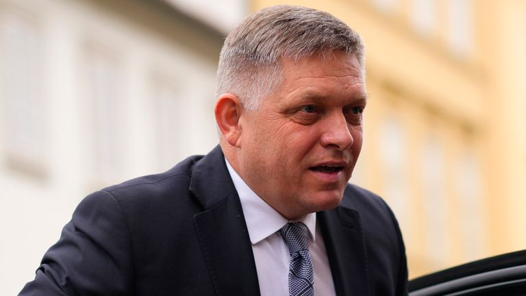 File pic: AP
FILE - Slovakia's Prime Minister Robert Fico arrives for the V4 meeting in Prague, Czech Republic, Tuesday, Feb. 27, 2024. Media reports say on Wednesday, May 15, 2024 that Slovakia...s populist Prime Minister Robert Fico was injured in a shooting and taken to hospital. (AP Photo/Petr David Josek, File)