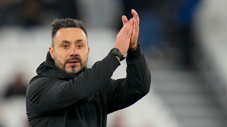 Roberto de Zerbi is set to leave Brighton. Pic: AP