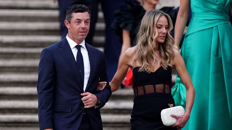 Rory McIlroy and wife Erica Stoll at the Spanish Steps of Rome ahead of the 2023 Ryder Cup. Pic: PA