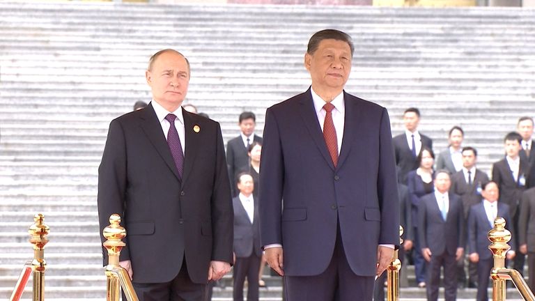 The Russian president landed in Beijing on Thursday.