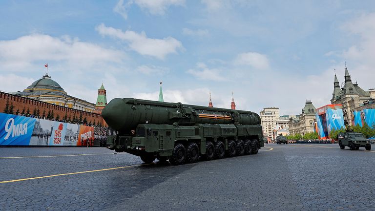 Russia's Yars intercontinental ballistic missile system. Pic: Reuters