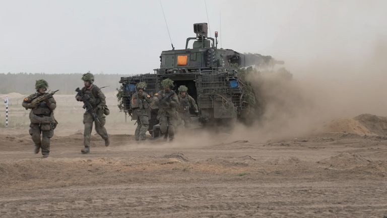 Some of the drills and techniques in Lithuania are based on what has been witnessed  in Ukraine, with the German military chief adding that the excercises are sending a &#39;clear message to Russia&#39;. 