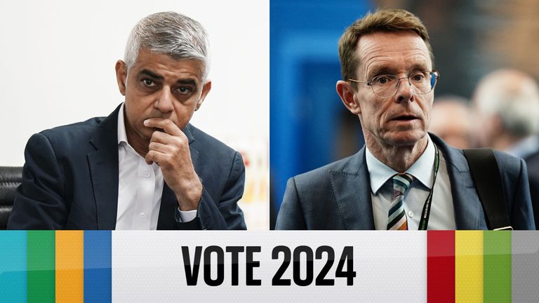 Sadiq Khan (L) and Andy Street (R) are both in close battles to keep their mayorships (Pics: PA)