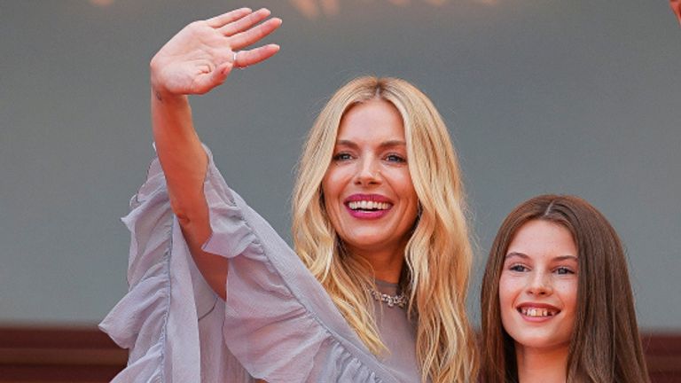 Sienna Miller with her daughter Marlowe at Cannes. Pic: Daniel Cole/Invision/AP