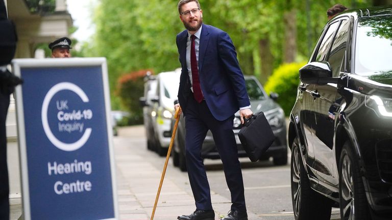 Cabinet Secretary Simon Case arrives to give evidence to the UK Covid-19 Inquiry.
Pic: PA