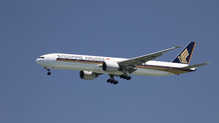 A Singapore Airlines Boeing 777-300ER was involved. File pic