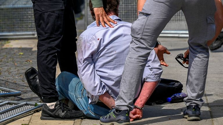 A man was arrested at the scene. Pic: Reuters
