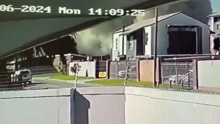 CCTV footage shows a building before it collapsed in George, South Africa, May 6, 2024, as seen in this screen grab taken from a video. Obtained by Reuters/via REUTERS THIS IMAGE HAS BEEN SUPPLIED BY A THIRD PARTY. NO RESALES. NO ARCHIVES
