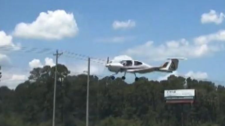 Small plane makes an emergency landing on a highway in South Carolina