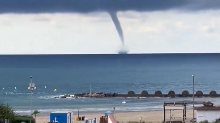 Waterspout swirls off north Spanish coast