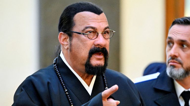 U.S. actor Steven Seagal arrives for the inauguration ceremony of Russian President Vladimir Putin for his next six-year term in office, at the Kremlin in Moscow, Russia May 7, 2024. Alexander Nemenov/Pool via REUTERS
