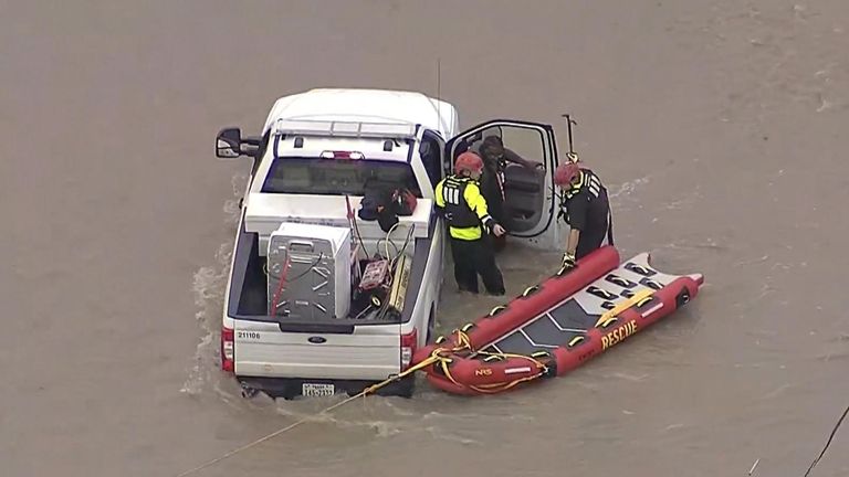 Man rescued from floodwaters in Dallas