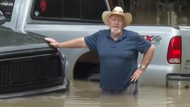 Texans rescued from flood waters following heavy rainfall