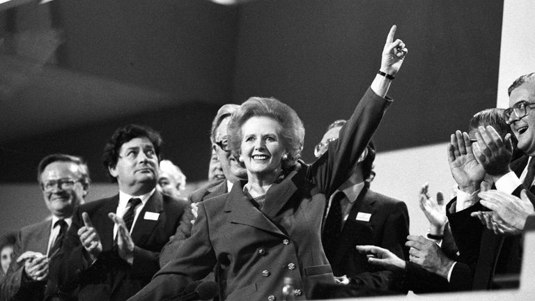 Margaret Thatcher at the Conservative Party conference in Blackpool in 1985. Pic: Reuters