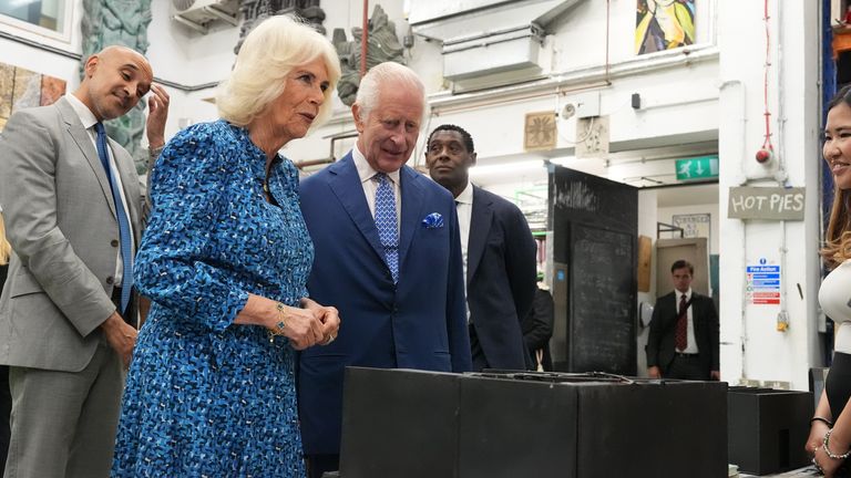 The royals enjoyed a tour of the RADA art studios. Pic: PA