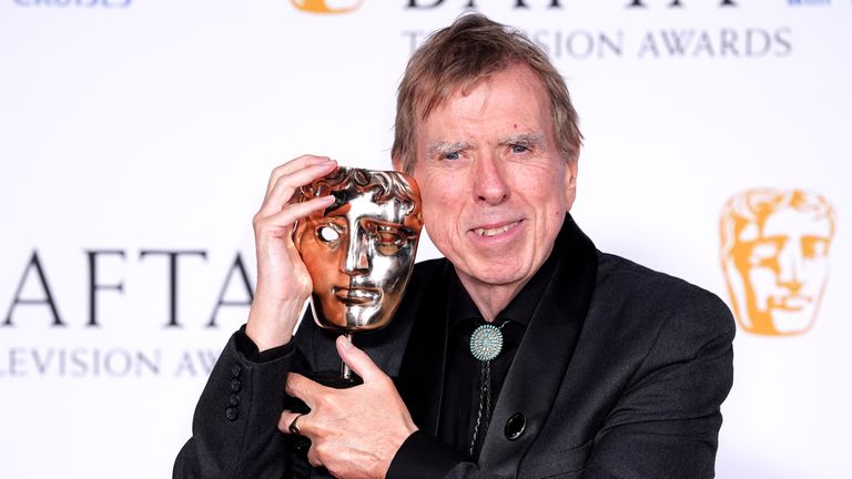 Timothy Spall in the press room after winning Best Actor for The Sixth Commandment at the BAFTA TV Awards 2024, at the Royal Festival Hall, London.  Photo date: Sunday, May 12, 2024. PA photo.  See the PA SHOWBIZ Bafta story.  Photo credit should be: Ian West/PA Wire