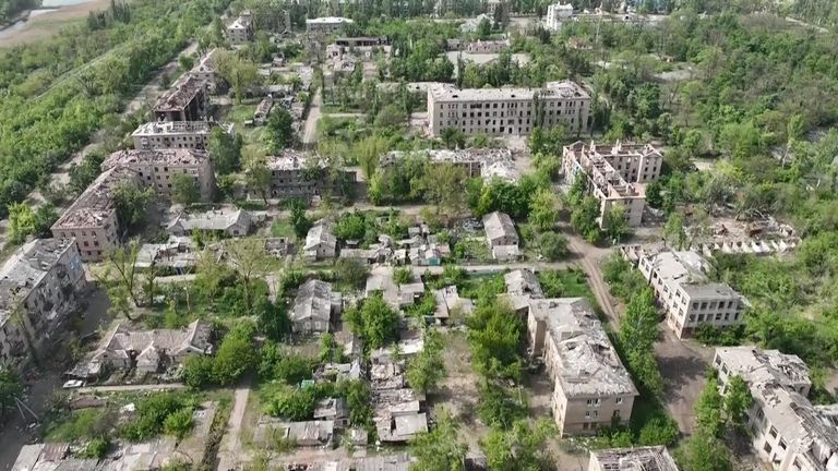 Drone footage shows devastation in strategic Ukrainian city of Chasiv Yar
