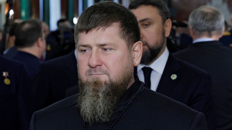 Head of the Chechen Republic Ramzan Kadyrov speaks to journalists after a ceremony inaugurating Vladimir Putin as President of Russia at the Kremlin in Moscow, Russia May 7, 2024. REUTERS/Maxim Shemetov/Pool
