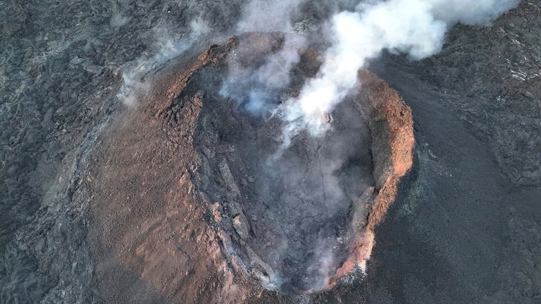 Smoke billows from a volcano in Grindavik, Iceland, Wednesday, May 29, 2024. Wednesday, May 29, 2024. Pic: AP