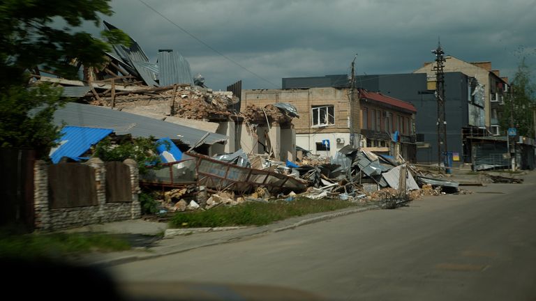 Damage in Vovchansk, Kharkiv region