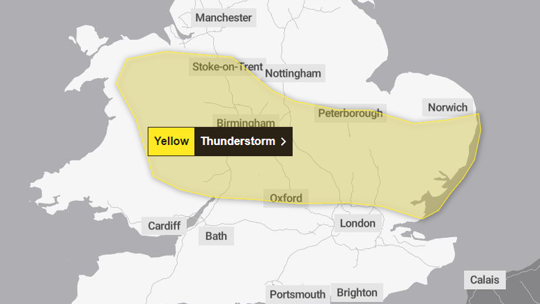 A third severe storm warning was issue on Thursday morning. Pic: Met Office