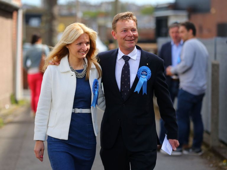 Craig Mackinlay with his wife Kati on the day of the 2015 general election. Pic: PA