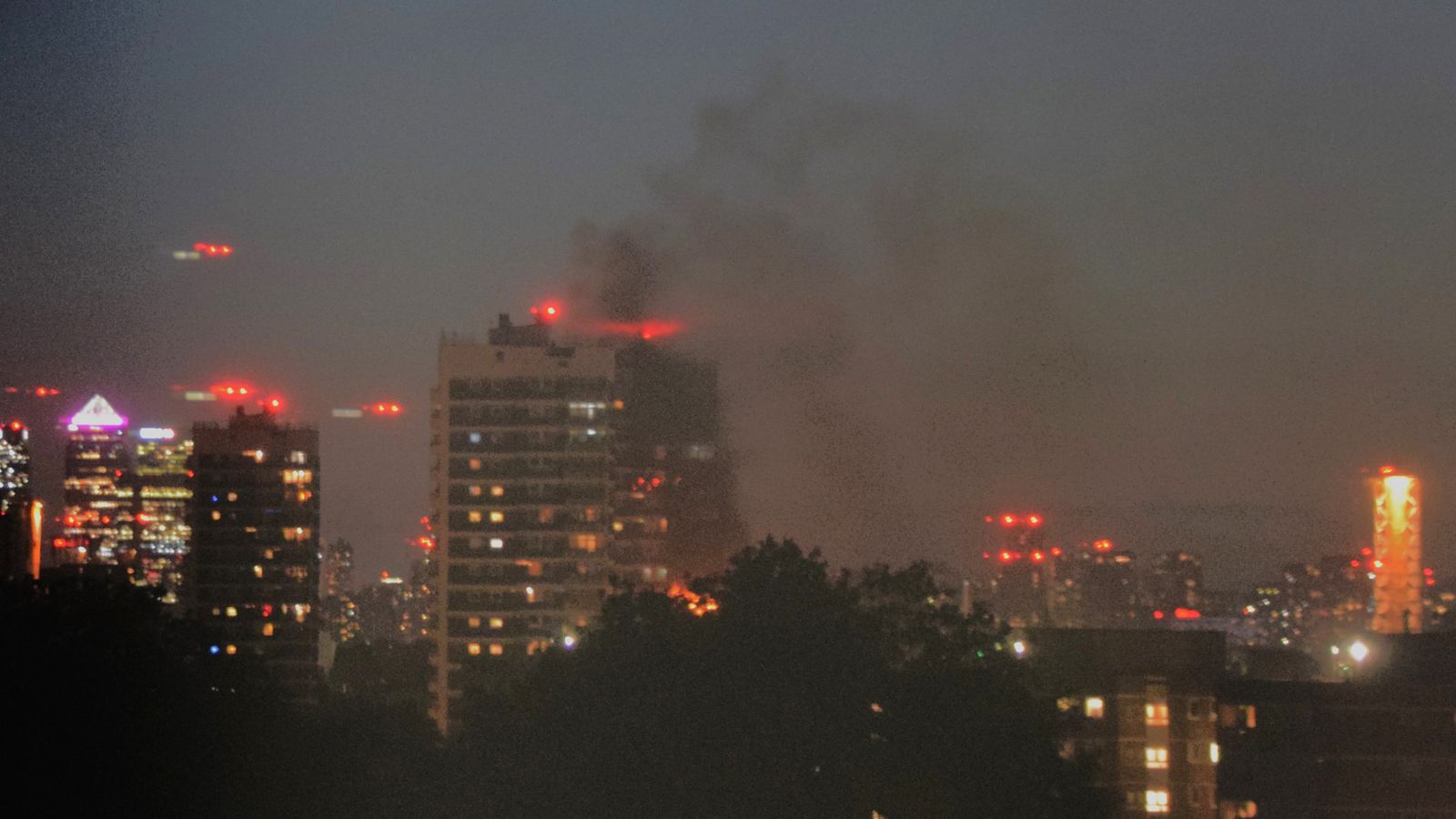 Five people taken to hospital after fire at high-rise flats in east ...