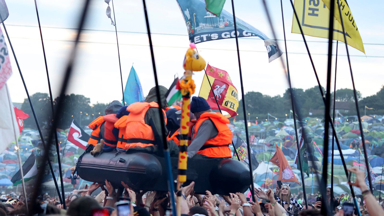 Home Secretary James Cleverly hits out at Banksy's migrant boat Glastonbury stunt