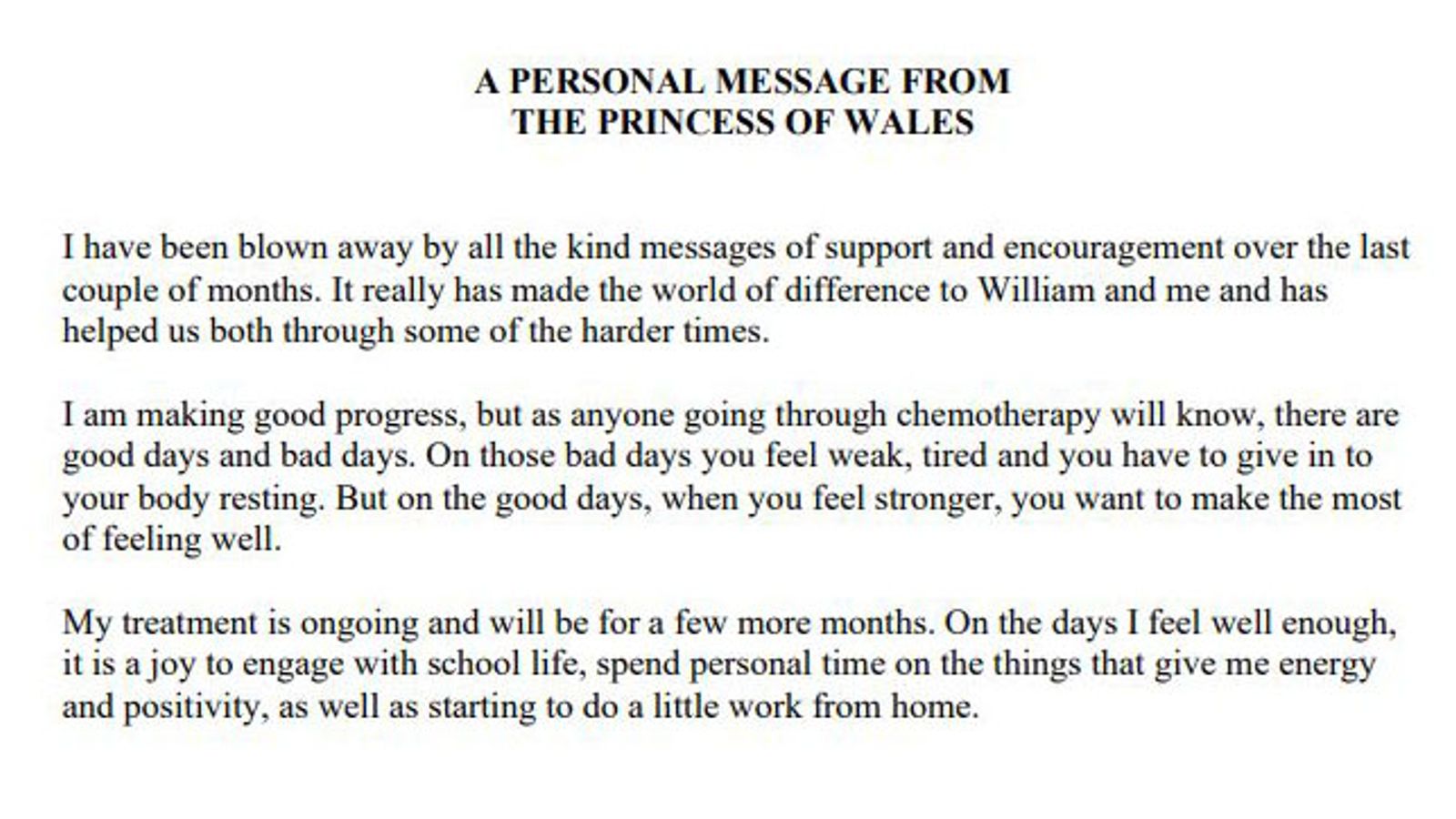 Princess of Wales health update: Read Kate's statement in full