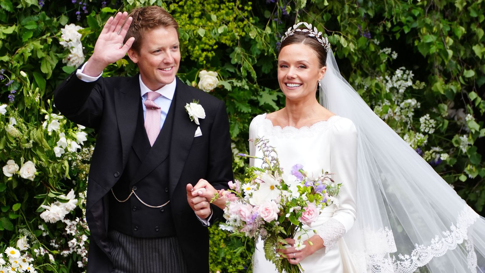 Duke and Duchess of Westminster share new photos of lavish wedding - and Olivia's 6ft train