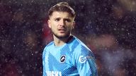 Millwall goalkeeper Matija Sarkic after the final whistle of the Sky Bet Championship match at Ashton Gate 
Pic: PA