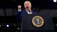 Joe Biden speaks during a campaign rally in Raleigh, North Carolina. Pic: Reuters