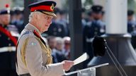 Charles delivers a speech during the commemorative ceremony marking the 80th anniversary of D-Day in Normandy, at the World War II British Normandy Memorial near Ver-sur-Mer in northwestern France, on June 6, 2024. Pic: Reuters 