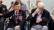 D-Day veterans Bernard Morgan and an emotional Harry Birdsall.
Pic: PA