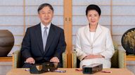Japan's Emperor Naruhito poses for a photograph with Empress Masako at the Imperial Palace in Tokyo, Japan, February 9, 2024, ahead of the Emperor's 64th birthday on February 23, 2024, in this handout photo provided by the Imperial Household Agency of Japan. Imperial Household Agency of Japan/Handout via REUTERS THIS IMAGE HAS BEEN SUPPLIED BY A THIRD PARTY. MANDATORY CREDIT. NO CROPPING