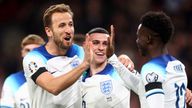 UEFA Euro 2024 Qualifier England v Malta - Wembley Stadium November 17, 2023 England's Harry Kane celebrates scoring their second goal with Bukayo Saka and Phil Foden Pic: Reuters