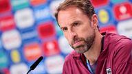 Gareth Southgate during a press conference at Frankfurt Arena. Pic: UEFA
