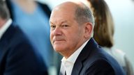 German Chancellor Olaf Scholz attends a Social Democratic Party, SPD, board meeting the day after the European election at the party's headquarters in Berlin, Germany, Monday, June 10, 2024. (AP Photo/Markus Schreiber, Pool)