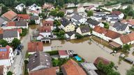 A general view taken with a drone shows the flood-affected area at the Paar river following heavy rainfalls in Gotteshofen near Ingolstadt, Germany, June 2, 2024. REUTERS/Ayhan Uyanik