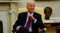 FILE PHOTO: U.S. President Joe Biden reacts to questions from reporters during a meeting with NATO Secretary General Jens Stoltenberg in the Oval Office at the White House in Washington, U.S., June 17, 2024. REUTERS/Elizabeth Frantz/File Photo