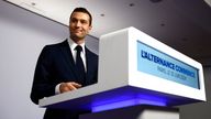 Jordan Bardella, President of the French far-right Rassemblement National. Pic: Reuters