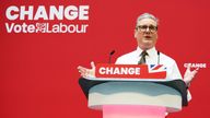 Keir Starmer speaks at the launch of the Labour Party's manifesto.
Pic: PA