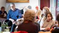Keir Starmer and shadow work and Liz Kendall meet pensioners to talk about the impact of the energy crisis and cost of living during a visit to the Bridge Cafe in Bolton.
Pic: PA