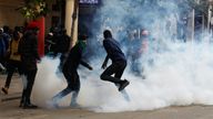 Tear gas is fired by police at protesters in Nairobi. Pic: Reuters