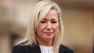 First Minister Michelle O'Neill during a press conference at Stormont Castle as Taoiseach Simon Harris makes his first official visit to Northern Ireland. Picture date: Friday May 3, 2024.