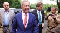 Nigel Farage arrives for a press conference at The Wellington.
Pic: PA