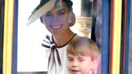 The Princess of Wales and Prince Louis arrive for the Trooping the Colour.
Pic: PA