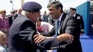 Rishi Sunak meets D-Day veteran Eric Batema.
Pic: Reuters