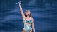 Taylor Swift performs on stage during her Eras Tour at the Murrayfield Stadium in Edinburgh. Picture date: Friday June 7, 2024. Pic: PA